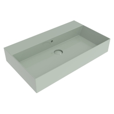 Immagine di Flaminia APPLIGHT 80 lavabo L.80 P.47 cm, da appoggio o sospeso con piano rubinetteria, con troppopieno, colore verde giada finitura lucido AP8047VG