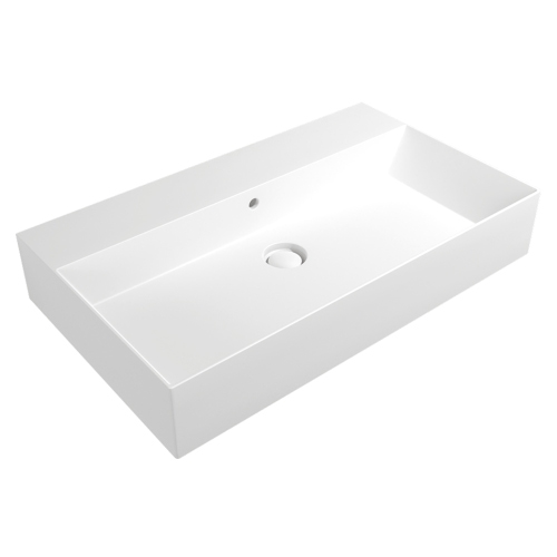 Immagine di Flaminia APPLIGHT 80 lavabo L.80 P.47 cm, da appoggio o sospeso con piano rubinetteria, con troppopieno, colore bianco latte finitura opaco AP8047LAT