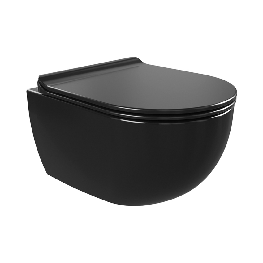 Immagine di Flaminia MINIAPP vaso sospeso con sistema goclean®, senza sedile, colore nero finitura lucido AP119GNER