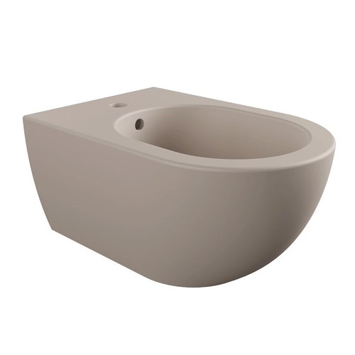 Immagine di Flaminia APP set sanitari sospesi, vaso con sistema goclean® e coprivaso slim con discesa rallentata, bidet monoforo con troppopieno, colore argilla finitura opaco AP118GARG+AP218ARG+QKCW09ARG