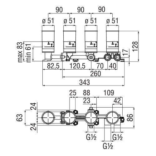 Immagine di Nobili Corpo incasso per miscelatore monocomando per vasca WE81201/T