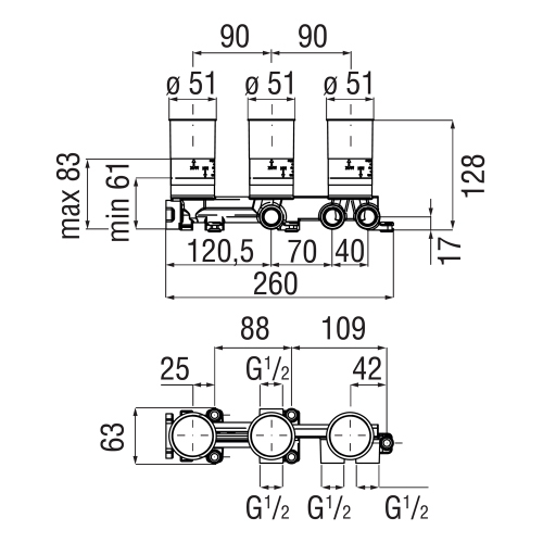 Immagine di Nobili Corpo incasso per miscelatore monocomando doccia a 2 vie WE81200/T