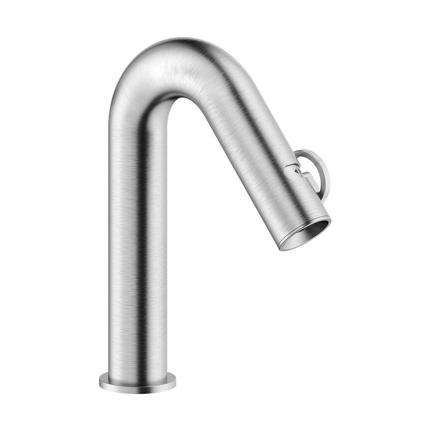 Immagine di Nobili SOLE miscelatore monocomando lavabo H.23 cm, con scarico push, finitura inox spazzolato SO130118/2IX