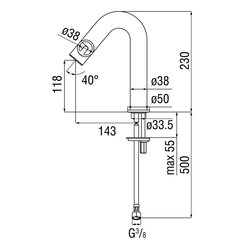 Immagine di Nobili SOLE miscelatore monocomando lavabo H.23 cm, senza scarico, finitura inox spazzolato SO130118/3IX