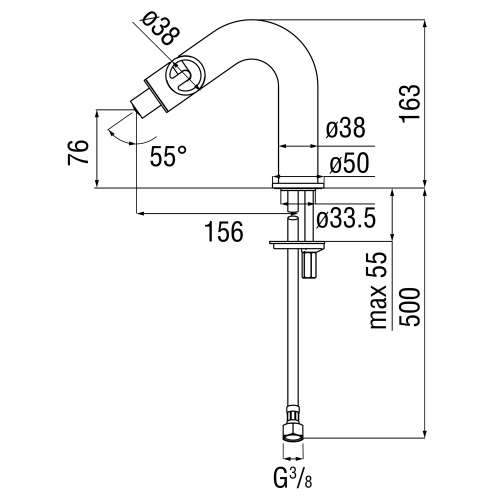 Immagine di Nobili SOLE miscelatore monocomando per bidet H.16 cm, senza scarico, finitura inox spazzolato SO130119/3IX