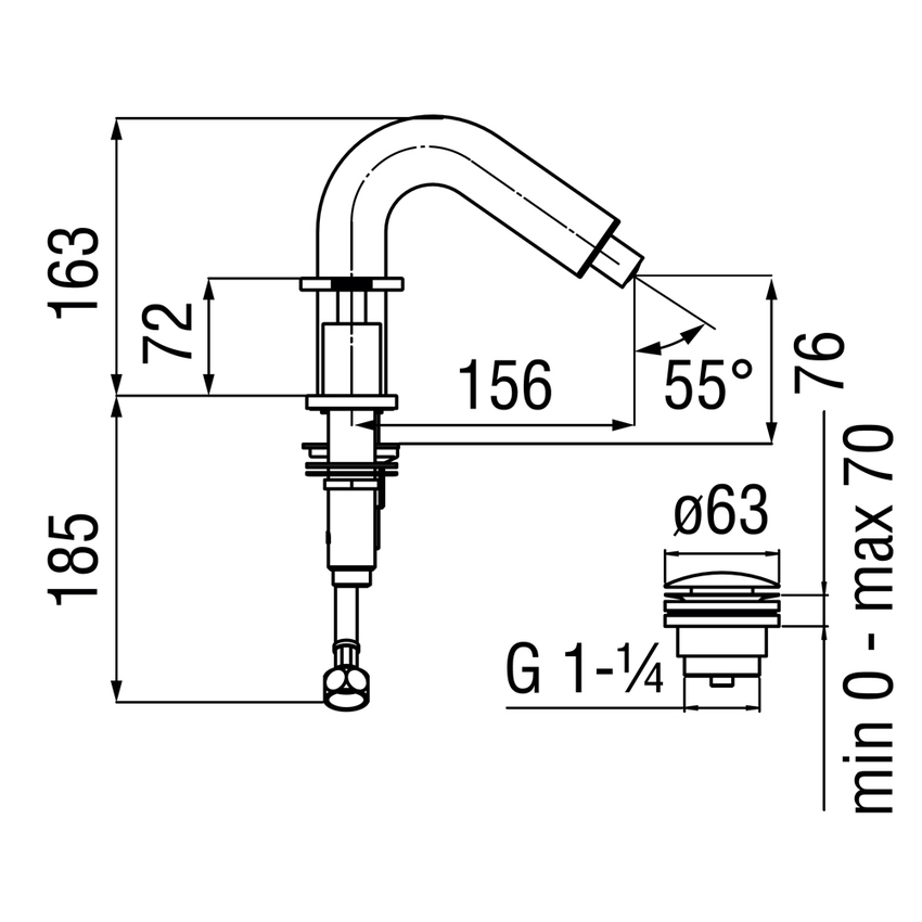 Immagine di Nobili SOLE batteria 3 fori per bidet, con scarico push 1 1/4”, finitura inox spazzolato SO130215/2IX