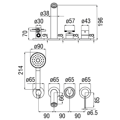 Immagine di Nobili SOLE miscelatore monocomando ad incasso per vasca, deviatore 2 vie, senza corpo incasso, doccetta monogetto e flessibile 150 cm, finitura inox spazzolato WEBK110/91SOIX