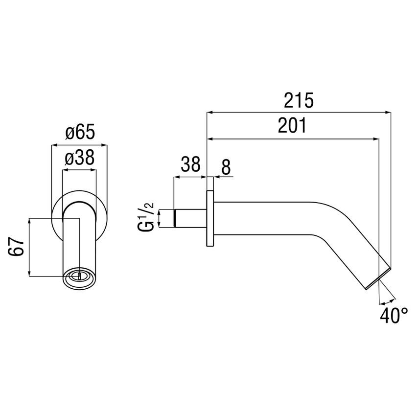 Immagine di Nobili SOLE bocca a parete P.20 cm per vasca, finitura inox spazzolato AV00158/54DIX