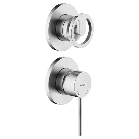 Immagine di Nobili SOLE miscelatore monocomando ad incasso per doccia, 2 o 3 vie, senza corpo incasso, finitura inox spazzolato WE81102/1SOIX