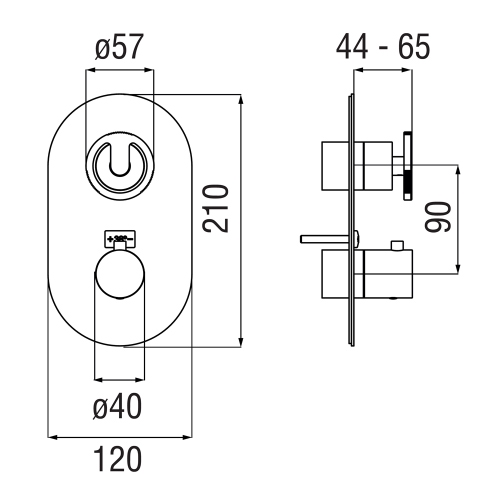 Immagine di Nobili SOLE miscelatore termostatico ad incasso per doccia, 1 o 2 vie, senza copro incasso, finitura inox spazzolato SO130101IX