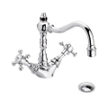 Immagine di Bellosta EDWARD miscelatore lavabo monoforo H.19 cm, con bocca alta girevole, con scarico, finitura dorato 04-0805/5/C