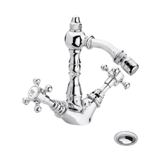 Immagine di Bellosta EDWARD miscelatore bidet monoforo H.19 cm, con bocca alta girevole, con scarico, finitura cromo 01-0807/5/C