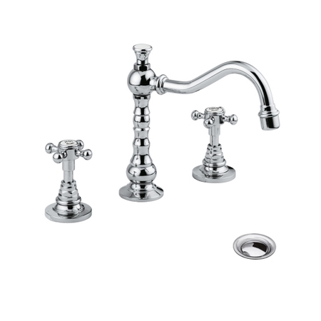 Immagine di Bellosta EDWARD batteria lavabo 3 fori, con scarico e bocca alta girevole, finitura cromo 01-0805/4/C