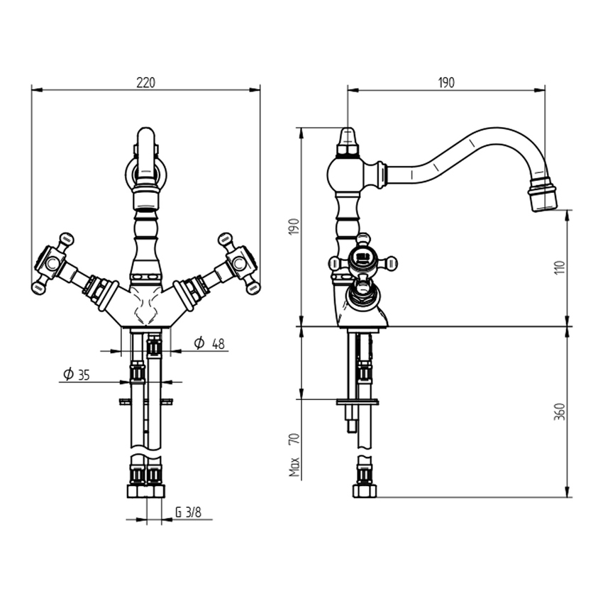 Immagine di Bellosta EDWARD miscelatore lavabo monoforo H.19 cm, con bocca alta girevole, senza scarico, finitura cromo 01-0805/6/C