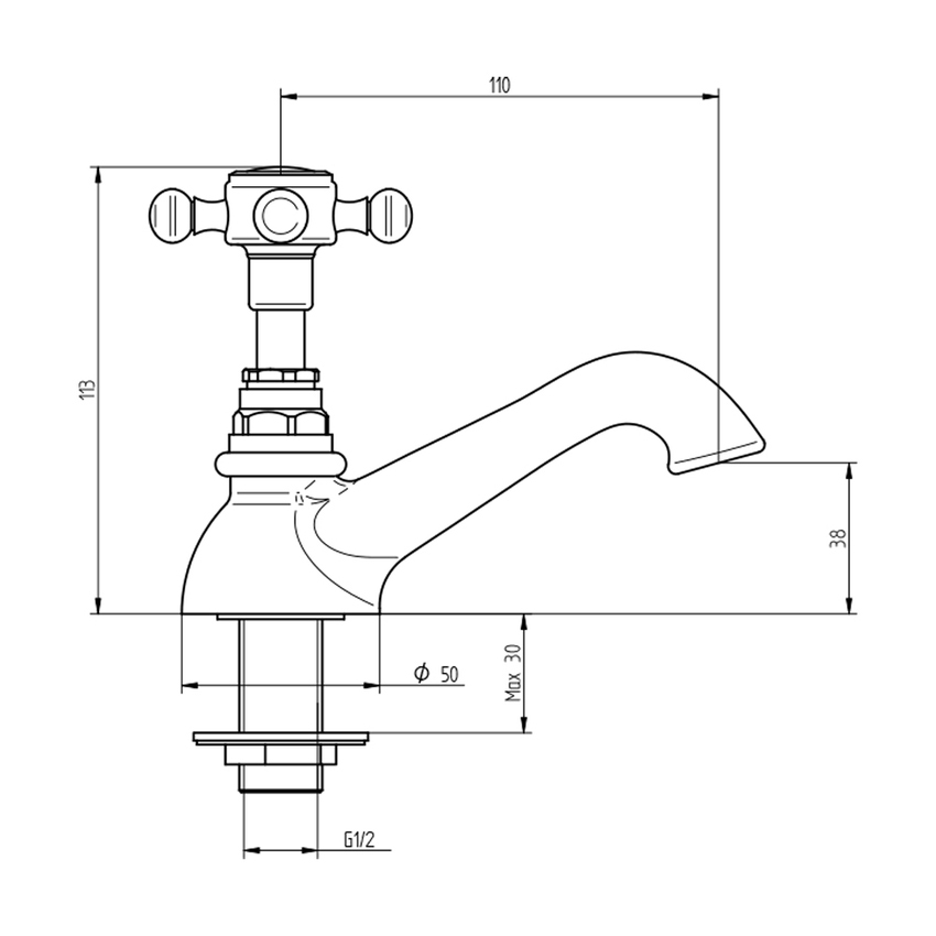 Immagine di Bellosta EDWARD rubinetto acqua singolo monoforo, senza scarico, finitura cromo 01-0802/C
