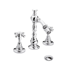 Immagine di Bellosta EDWARD batteria bidet 3 fori, con scarico e bocca alta girevole, finitura cromo 01-0807/4/C