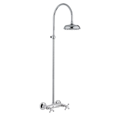 Immagine di Bellosta EDWARD gruppo doccia esterno con asta, soffione orientabile Ø 20 cm, finitura cromo 01-0809/4/C