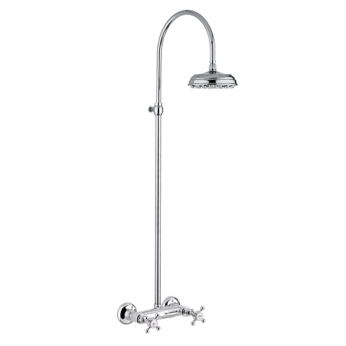 Immagine di Bellosta EDWARD gruppo doccia esterno con asta, soffione orientabile Ø 20 cm, finitura cromo 01-0809/4/C