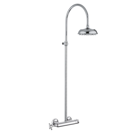 Immagine di Bellosta EDWARD miscelatore termostatico per doccia esterno, con asta doccia e soffione Ø 20 cm, finitura cromo 01-0811/4A/C