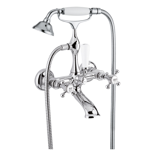 Immagine di Bellosta EDWARD gruppo vasca esterno con deviatore, doccetta monogetto e flessibile 150 cm, finitura cromo 01-0801/6/C