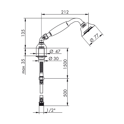 Immagine di Bellosta EDWARD supporto doccia con doccetta e flessibile 150 cm, finitura cromo 01-084040