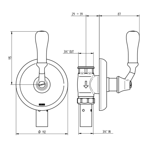 Immagine di Bellosta EDWARD passo rapido 3/4" o 1", senza corpo incasso, finitura cromo 01-0840/E