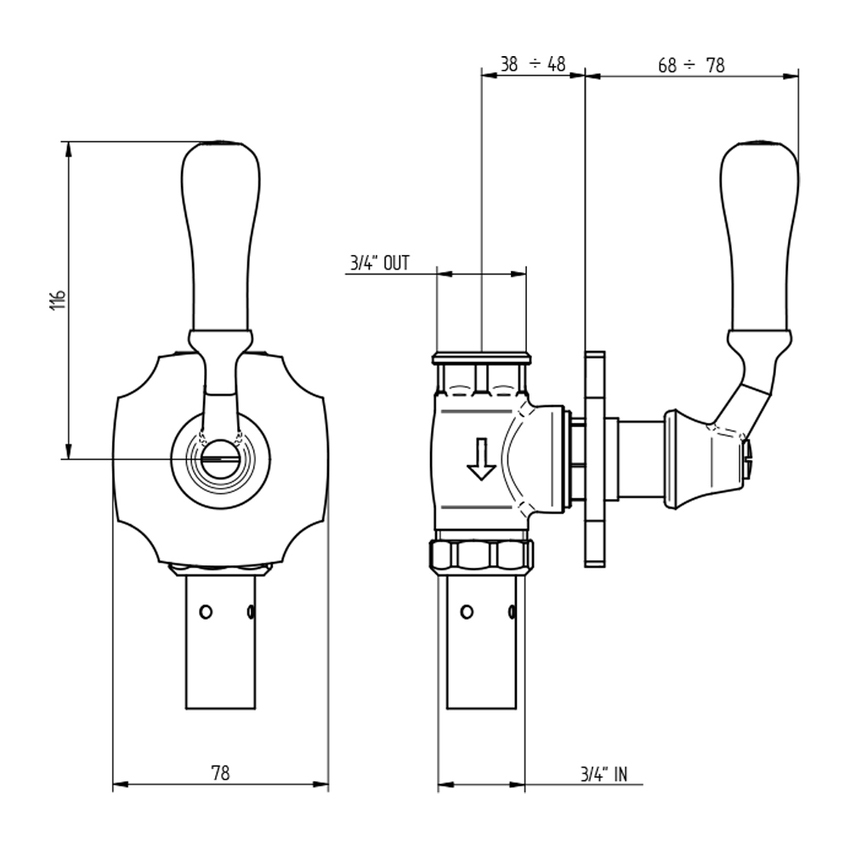 Immagine di Bellosta EDWARD passo rapido 3/4" o 1", senza corpo incasso, piastra classic, finitura cromo 01-0840/K/E