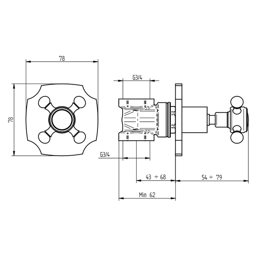 Immagine di Bellosta EDWARD saracinesca, piastra classic, senza corpo incasso, finitura cromo 01-0832/2/K/E