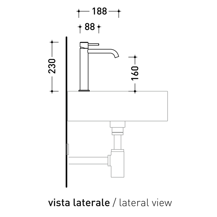 Immagine di Flaminia STIL miscelatore monocomando H.23 cm, per lavabo, senza scarico, finitura acciaio spazzolato ST3055ACC