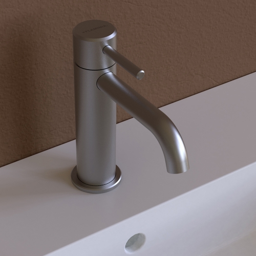 Immagine di Flaminia STIL miscelatore monocomando H.16 cm, per lavabo, senza scarico, finitura acciaio spazzolato ST3050ACC