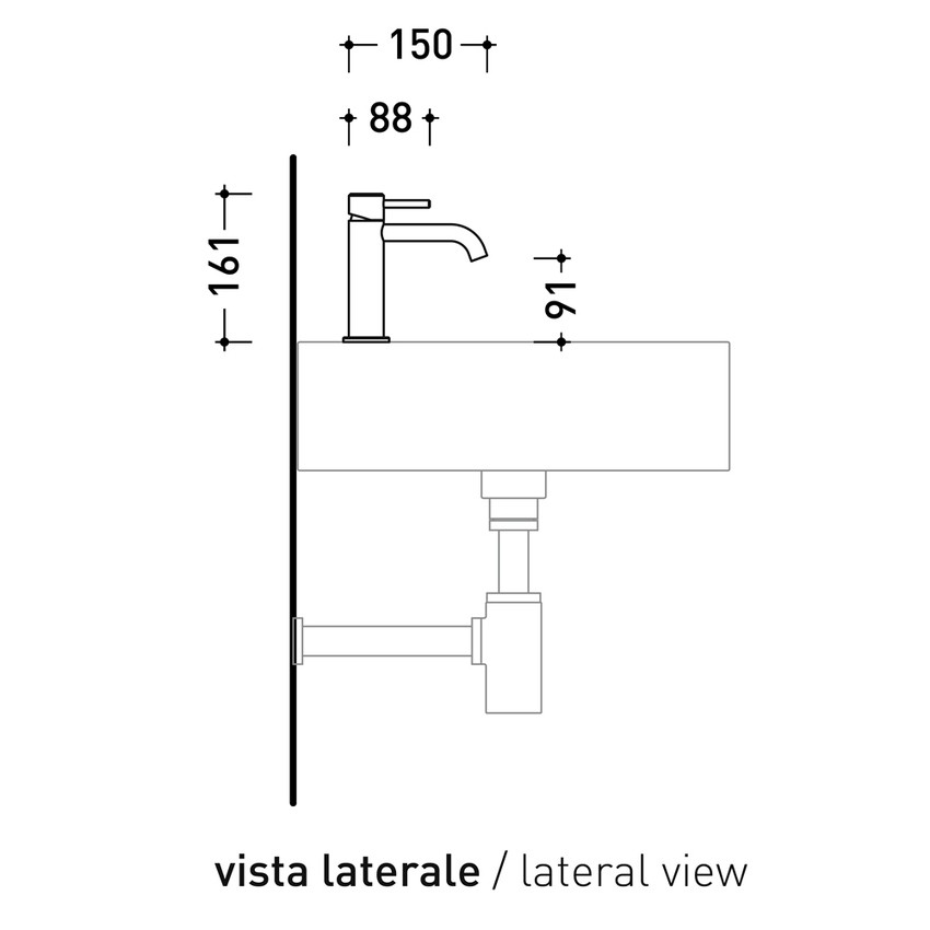 Immagine di Flaminia STIL miscelatore monocomando H.16 cm, per lavabo, senza scarico, finitura acciaio spazzolato ST3050ACC