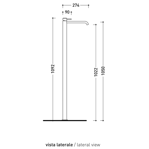 Immagine di Flaminia STIL miscelatore monocomando freestanding H.109 cm, per lavabo, senza scarico, corpo incasso incluso, finitura acciaio spazzolato ST3052ACC