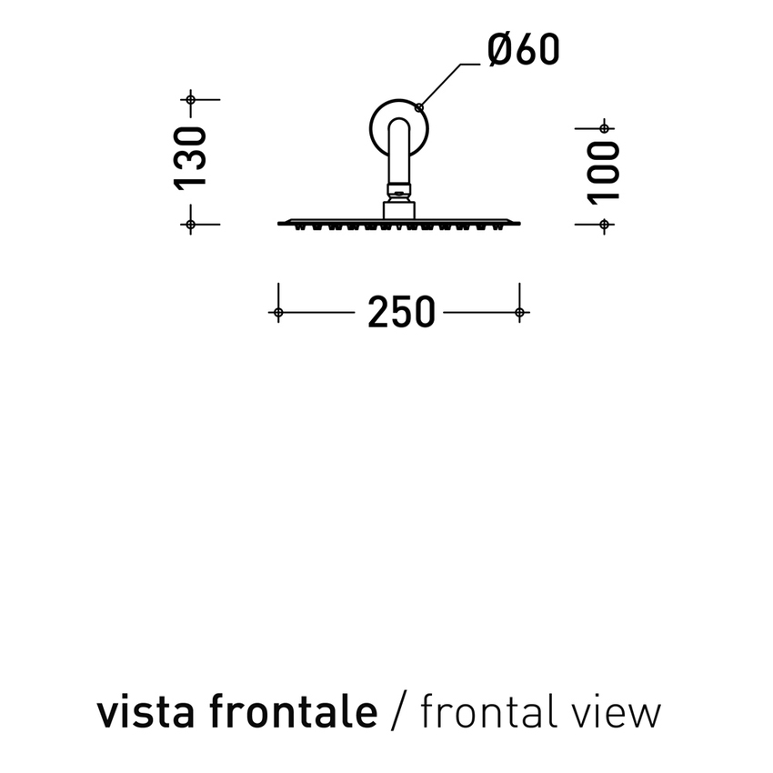 Immagine di Flaminia STIL soffione doccia rotondo Ø 25 cm, con braccio doccia a parete, finitura acciaio spazzolato ST2084ACC