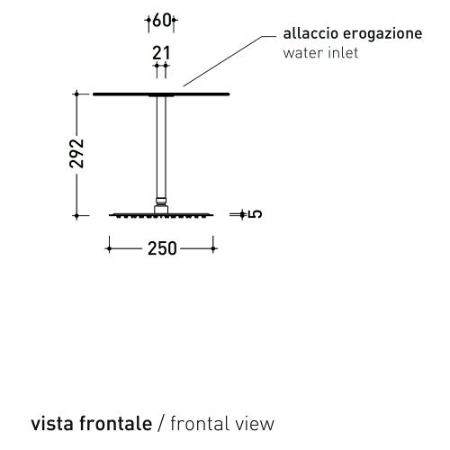 Immagine di Flaminia STIL soffione doccia rotondo Ø 25 cm, con braccio doccia a soffitto, finitura acciaio spazzolato ST2083ACC
