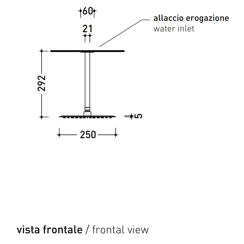 Immagine di Flaminia STIL soffione doccia rotondo Ø 25 cm, con braccio doccia a soffitto, finitura acciaio spazzolato ST2083ACC
