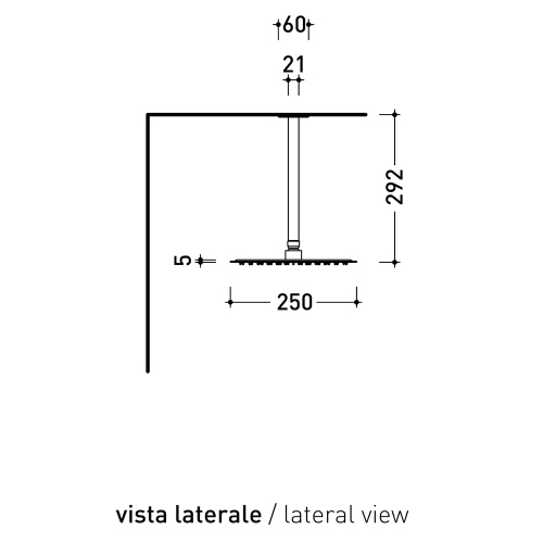 Immagine di Flaminia STIL soffione doccia rotondo Ø 25 cm, con braccio doccia a soffitto, finitura acciaio spazzolato ST2083ACC