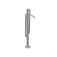 Immagine di Flaminia STIL miscelatore monocomando freestanding H.96 cm, per vasca, con deviatore, corpo incasso incluso, finitura acciaio spazzolato ST2580ACC