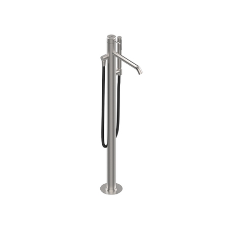 Immagine di Flaminia STIL miscelatore monocomando freestanding H.96 cm, per vasca, con deviatore, corpo incasso incluso, finitura acciaio spazzolato ST2580ACC