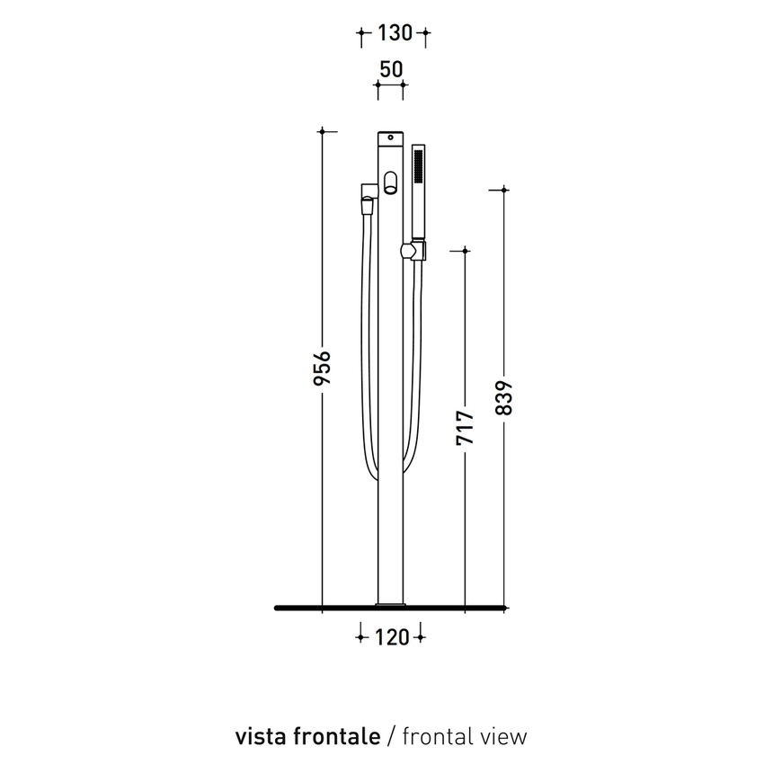 Immagine di Flaminia STIL miscelatore monocomando freestanding H.96 cm, per vasca, con deviatore, corpo incasso incluso, finitura acciaio spazzolato ST2580ACC