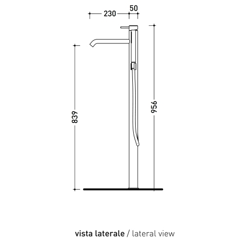 Immagine di Flaminia STIL miscelatore monocomando freestanding H.96 cm, per vasca, con deviatore, corpo incasso incluso, finitura acciaio spazzolato ST2580ACC