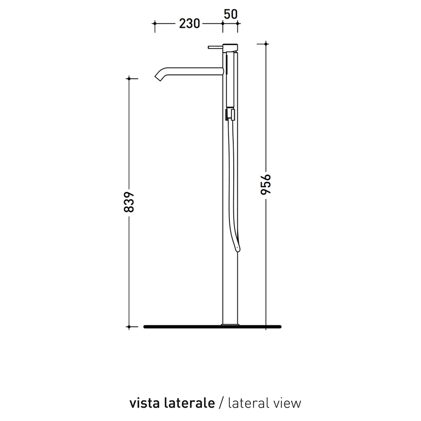 Immagine di Flaminia STIL miscelatore monocomando freestanding H.96 cm, per vasca, con deviatore, corpo incasso incluso, finitura acciaio spazzolato ST2580ACC