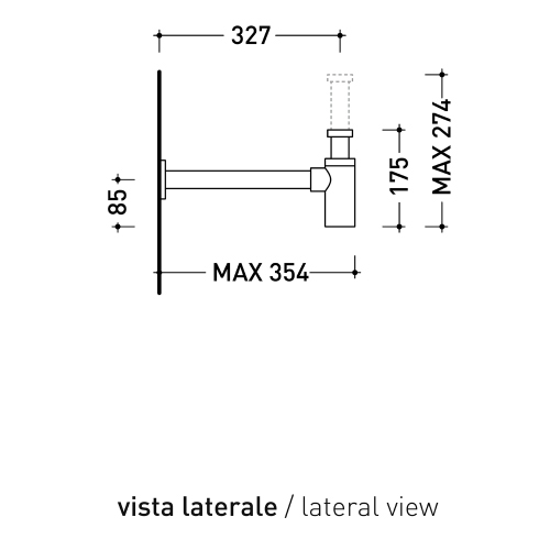 Immagine di Flaminia STIL sifone per lavabo 1 1/4", finitura acciaio spazzolato STSIFLXACC