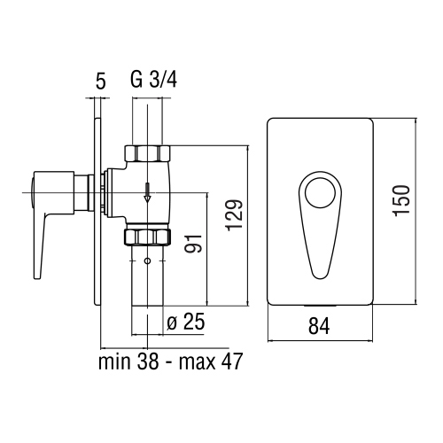 Immagine di Nobili Rubinetto passo rapido ad incasso, finitura cromo AV00113CR