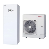 Immagine di Toshiba ESTIA R32 Sistema composto da pompa di calore Inverter 11 kW trifase, con unità idronica All-In-One 210 litri, 2 zone, con resistenza elettrica ausiliaria da 6 kW HWT-1102S21MT6W-E+HWT-1101H8W-E