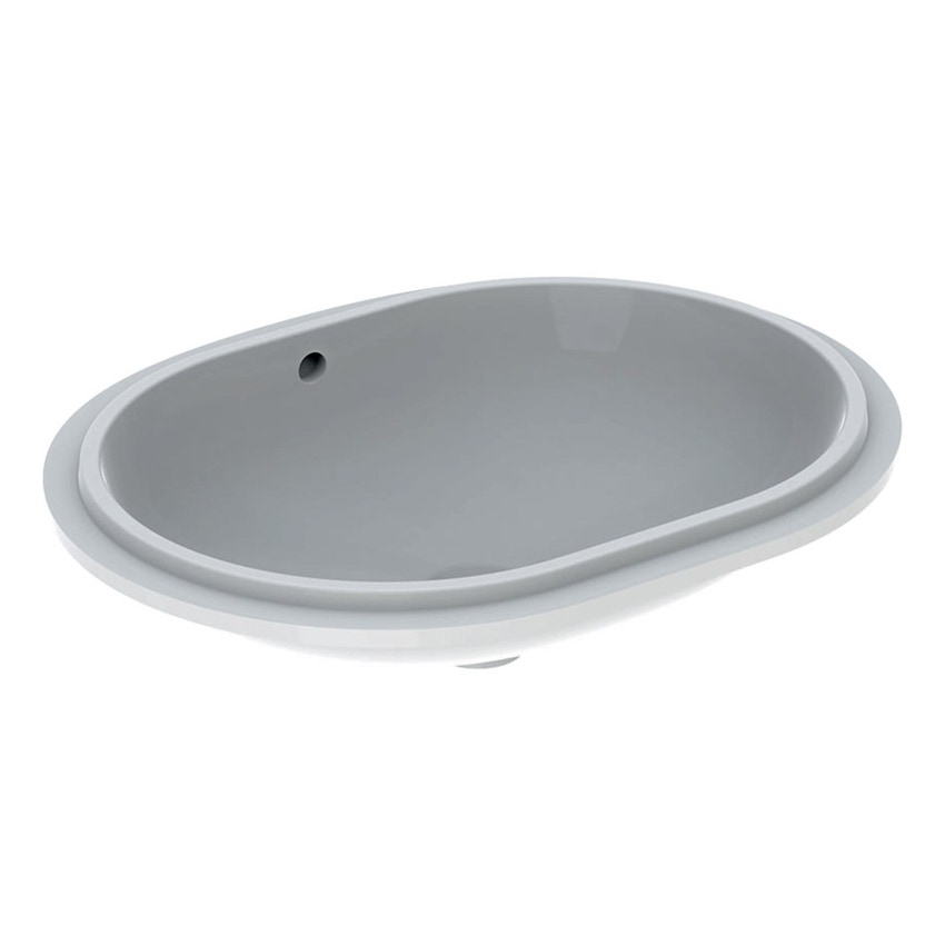 Immagine di Geberit VARIFORM lavabo ellittico sottopiano da incasso 61 cm, senza foro rubinetteria, con troppopieno, colore bianco finitura lucido 500.756.01.2