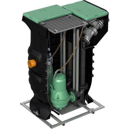 Immagine di Dab Pumps FEKAFOS MAXI 1200 - DN 50 stazione di sollevamento per due pompe 1200 litri versione con camera a valvole, griglia di filtraggio e griglia anti intrusione 60190415