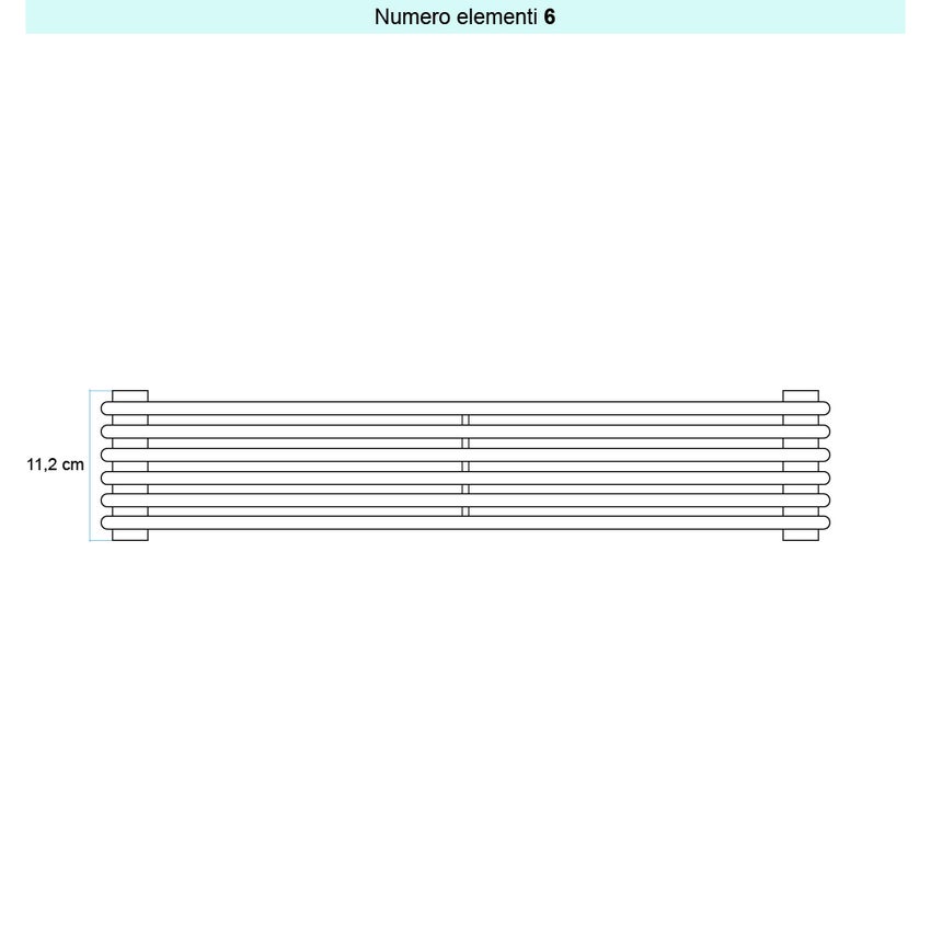 Immagine di Irsap ARPA 12 ORIZZONTALE Radiatore 6 elementi L.222 P.4 H.11,2 cm, colore bianco standard finitura lucido Cod.01 A1222200601IR01H01