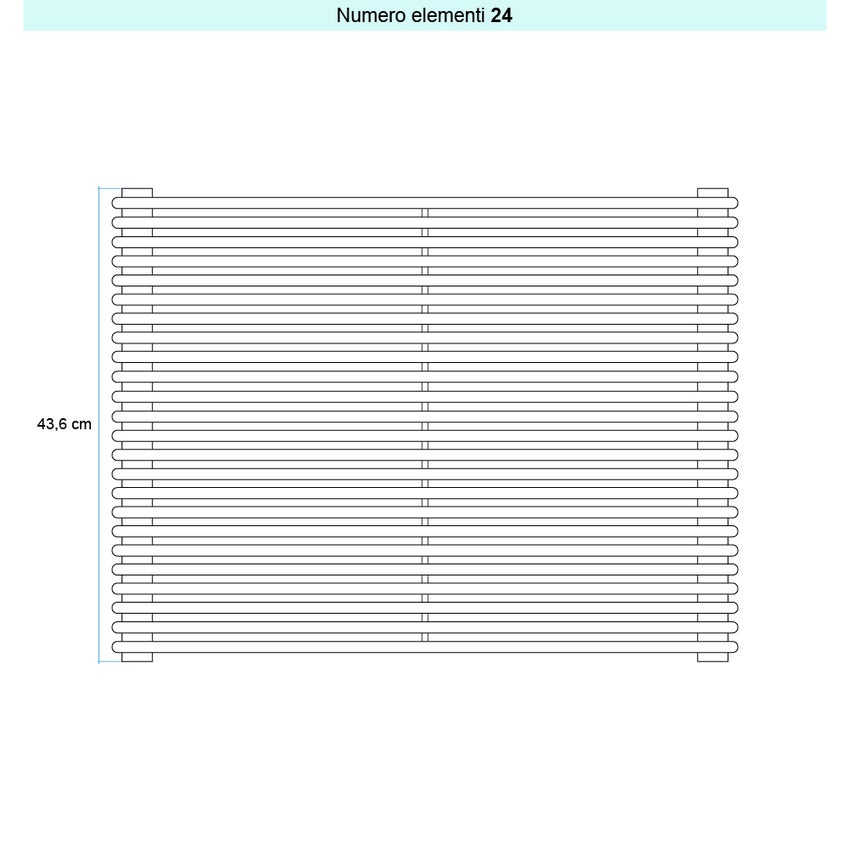 Immagine di Irsap ARPA 12 ORIZZONTALE Radiatore 24 elementi L.52 P.4 H.43,6 cm, colore bianco standard finitura lucido Cod.01 A1205202401IR01H01