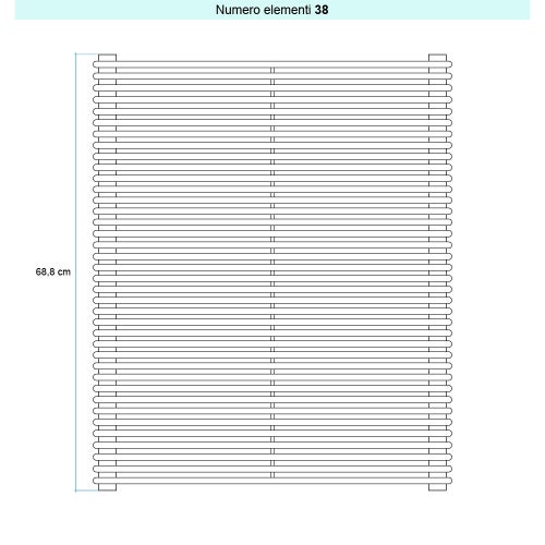 Immagine di Irsap ARPA 12 ORIZZONTALE Radiatore 38 elementi L.202 P.4 H.68,8 cm, colore bianco edelweiss finitura lucido Cod.34 A1220203834IR01H01
