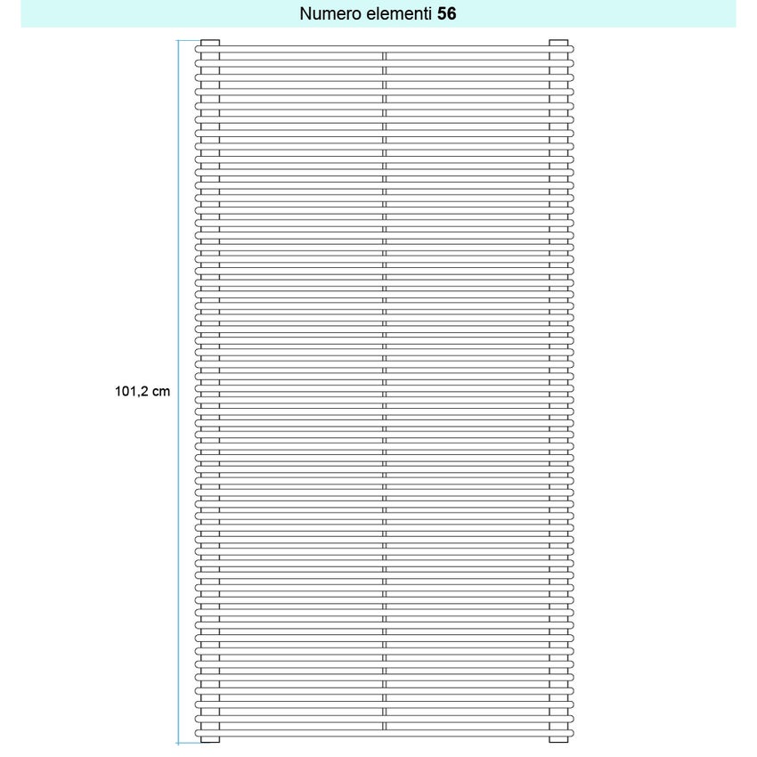 Immagine di Irsap ARPA 12 ORIZZONTALE Radiatore 56 elementi L.122 P.4 H.101,2 cm, colore bianco standard finitura lucido Cod.01 A1212205601IR01H01